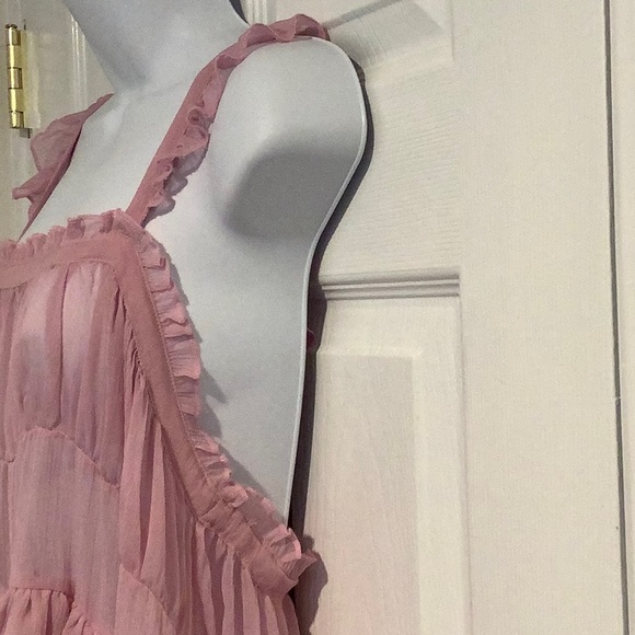 FREE PEOPLE Pink/Purple Valentines Flirty Sexy Flowy Sheer Ruffled Nightgown Med - Picture 4 of 9